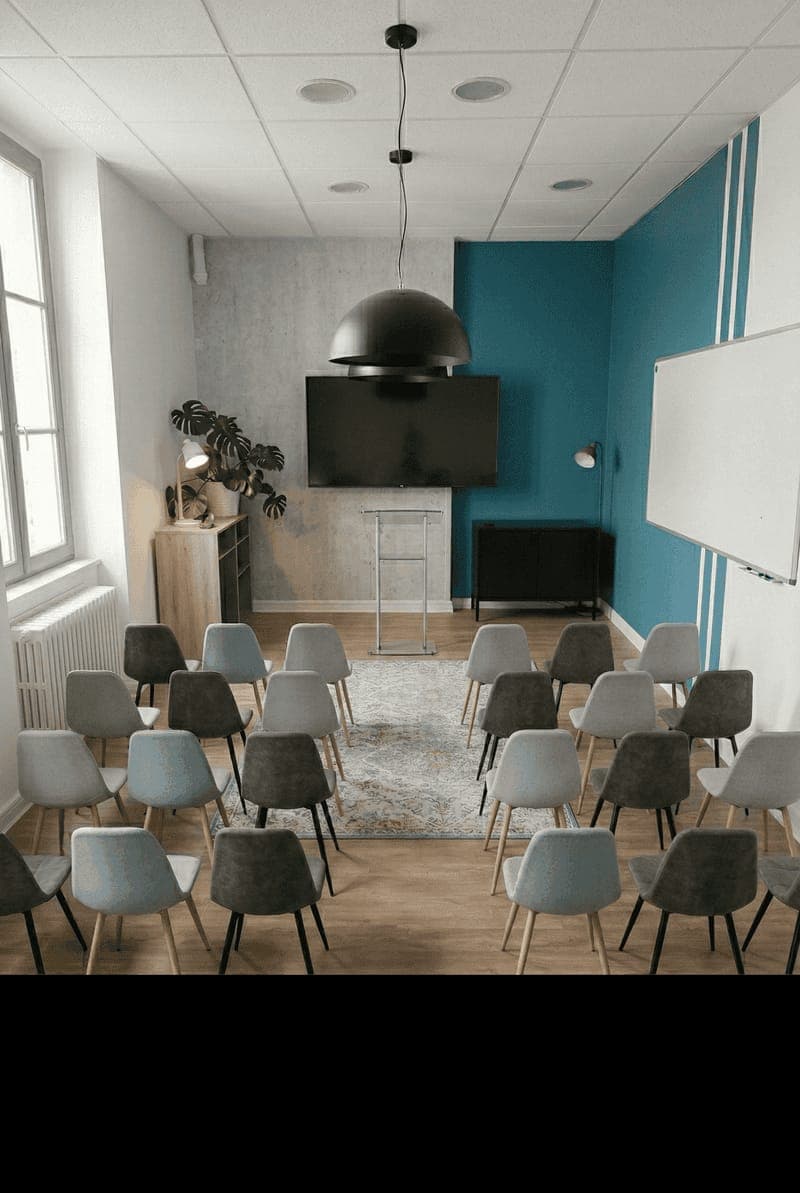 Salle de réunion La Robine en hyper-centre de Narbonne, équipée écran et tableau blanc